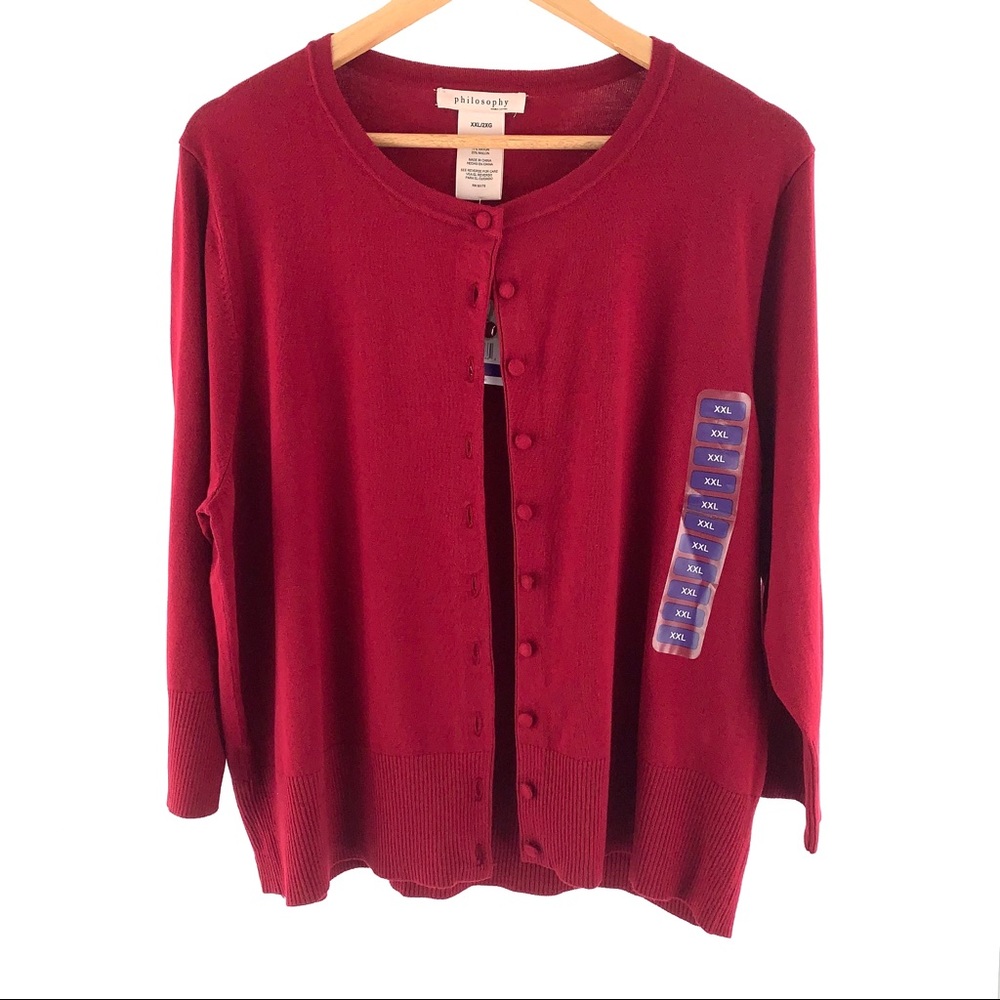NWT Philosophy Red Cardigan Size XXL